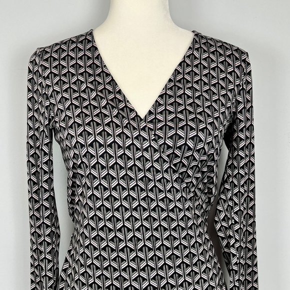 Diane von Furstenberg Womens Karis Silk Faux Wrap Dress Gray Geo Print size 2 - Picture 5 of 14